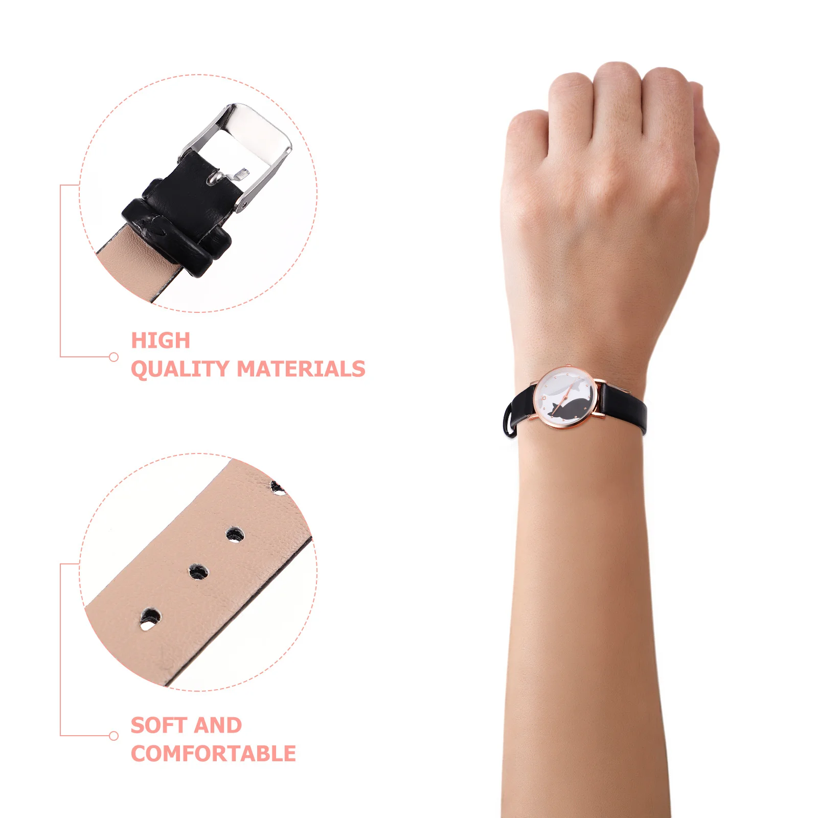 นาฬิกาข้อมือลายการ์ตูนแมว ดีไซน์น่ารัก ระบบควอตซ์เทียม กันน้ำ เหมาะสำหรับสาวๆ