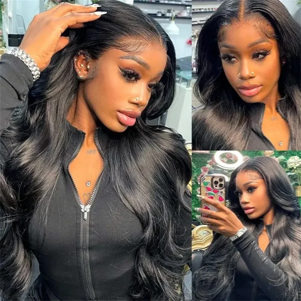 

Natural Black Wave13x4 HD Soft Long 26 Inch Lace Front Wig For Women Synthetic Preplucked Glueless Baby Hair Daily