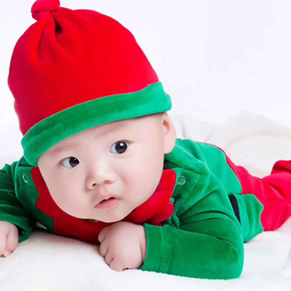 

1 set Santa Claus Jumpsuit Baby Christmas Outfit Red Green Xmas Costume For Infant Toddler Holiday Party Wear Cartoon Jumpsuit