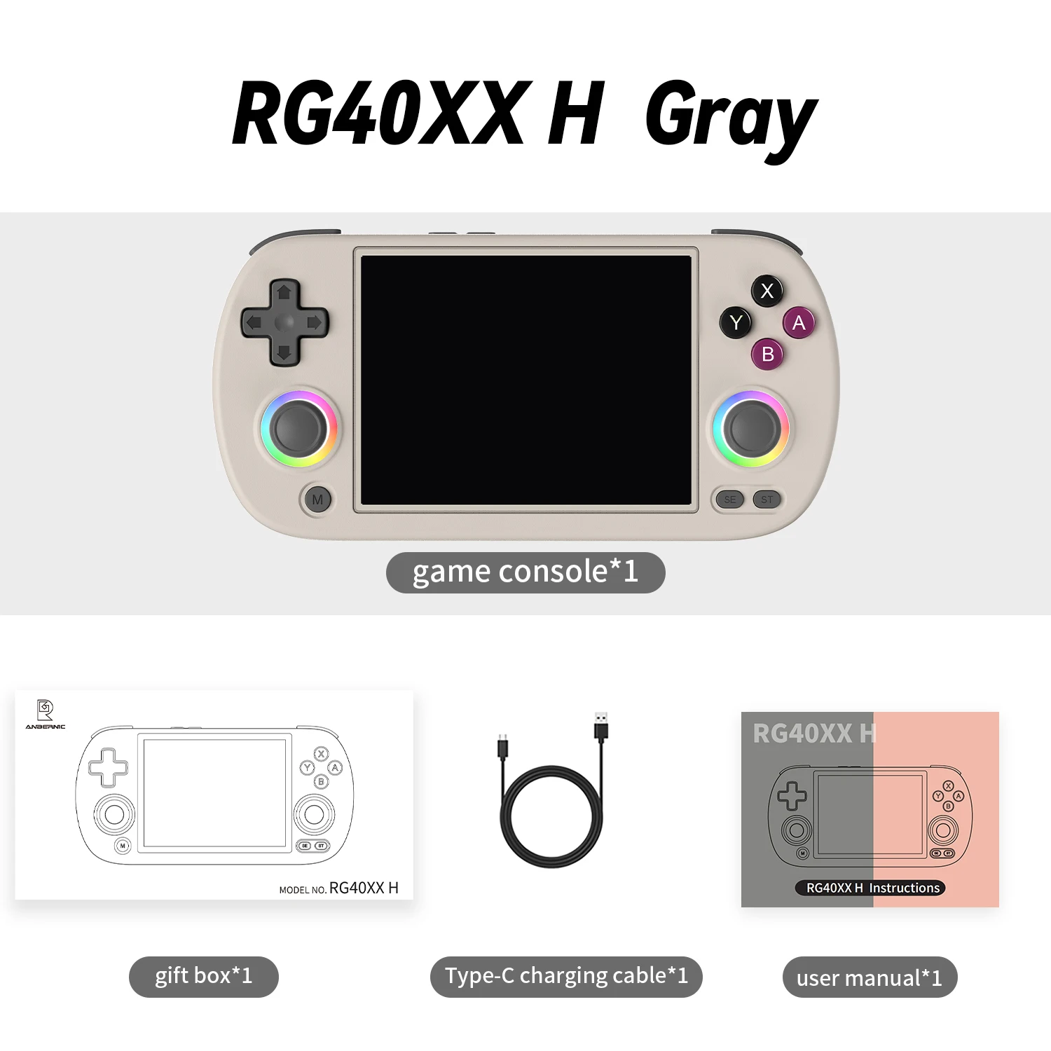 Anbernic RG40XX H Retro Handheld Gameconsole 4.0" IPS Scherm Linux 64-bit RGB Joystick 3200mAh Videogamespeler WIFI HDMI Uitgang