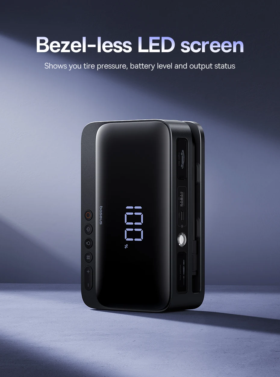 Baseus 4-in-1 Starthilfegerät 600A, Auto-Starthilfe, Powerbank, Multifunktions-Luftpumpe für Autobatterie, Reifenfüller – Detail 12