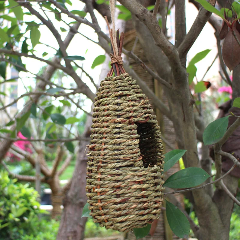 18 Style Birds Nest Bird Cage Natural Grass Egg Cage Bird House Outdoor Decorative Weaved Hanging Parrot Nest Houses Pet Bedroom