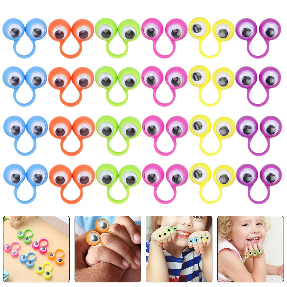 36 Pcs Big Eyes Ring Toys Plastic Eyeball Finger Puppet Party Favor Child Childrens