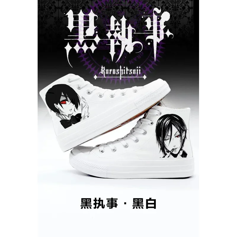 Black Butler Anime Cartoon Cosplay Chaussures en toile pour hommes et femmes, Casual, Confortable, High Help, Étudiants, Mode