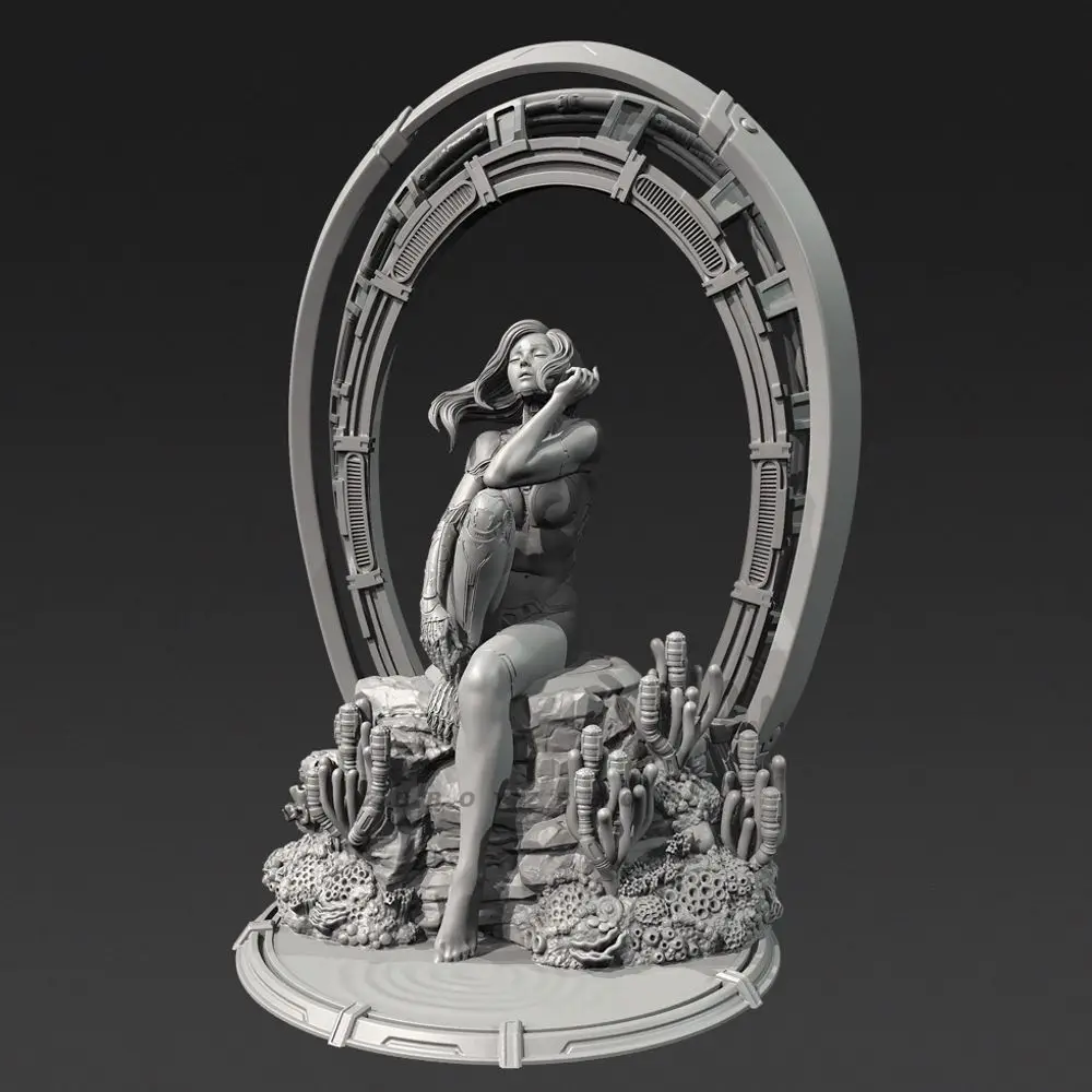 60mm 80mm 100mm Science Fiction-themed Mechanical Girl White Model DIY Coloring Self-assembly Figurine Miniature Gifts