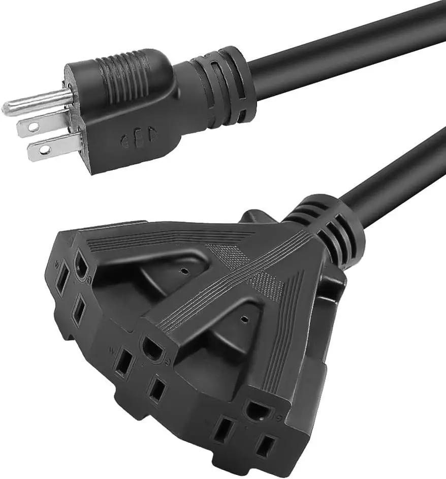 

100FT 12/3 Outdoor Extension Cord, Heavy Duty 3-Outlet SJTW Indoor/Outdoor Three-Prong Power-Cord 12-Gauge Grounded 15-Amp
