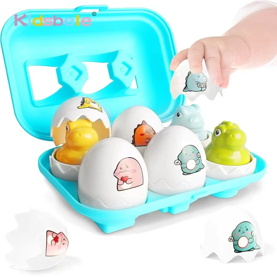 Montessori Sorting & Matching Puzzle Toy Easter Egg Basket Party Gift Colorful Chickens Dinosaurs Shape Kid Fine Motor Skill Toy