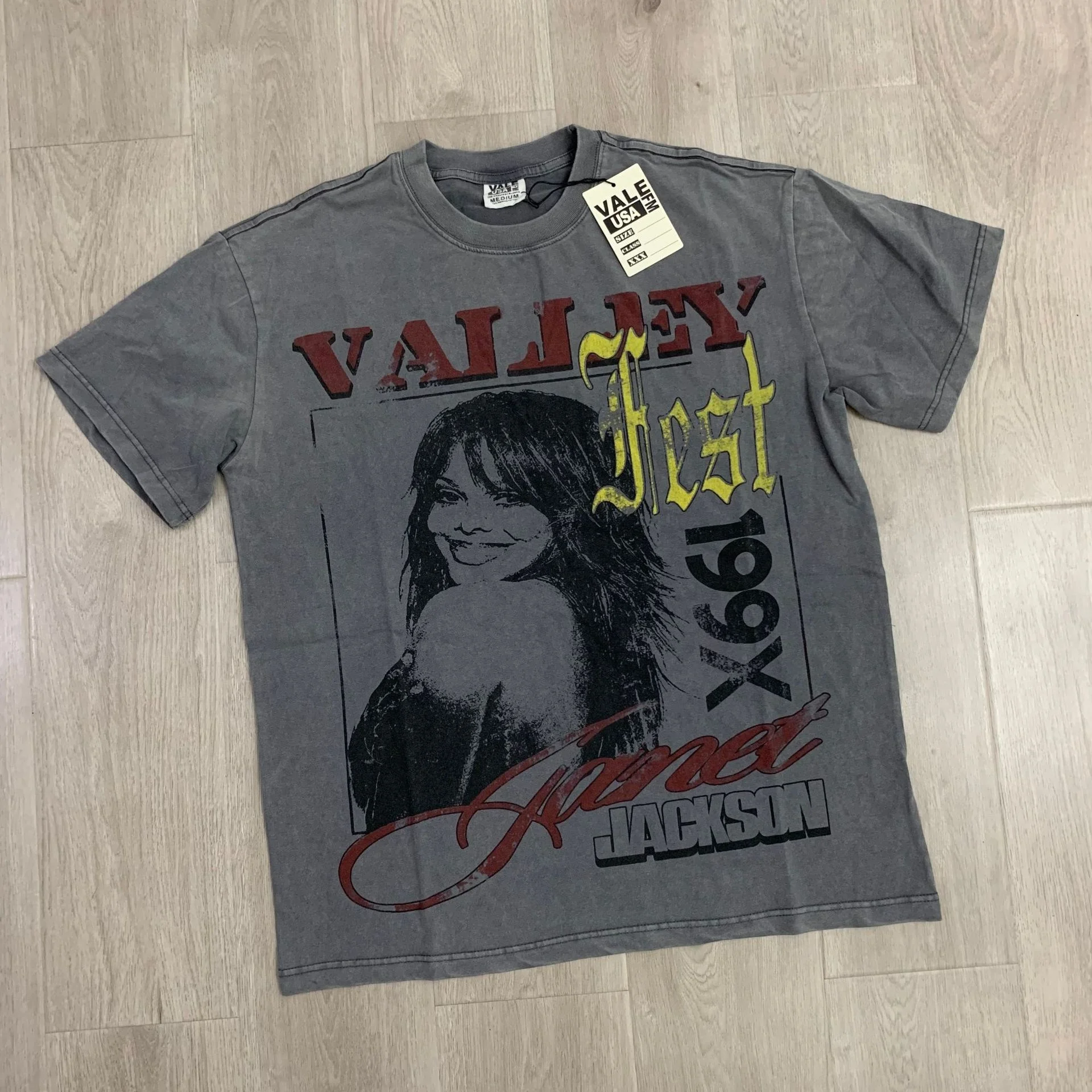 VALE FOREVER Retro Washed VALLEY DREAMS Unisex Loose Casual Top Rhinestone Cross Boxing Vintage Style
