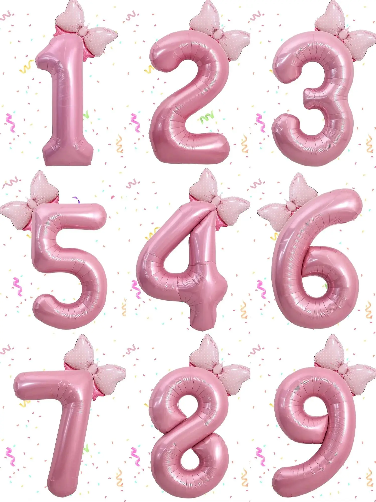 2 szt. 40-calowy zestaw balonów foliowych Macaron Pearlescent Pink Numbers Mini Size Bow Balloons dla chłopców i dziewczynek Dekoracja urodzinowa — zdjęcie 2