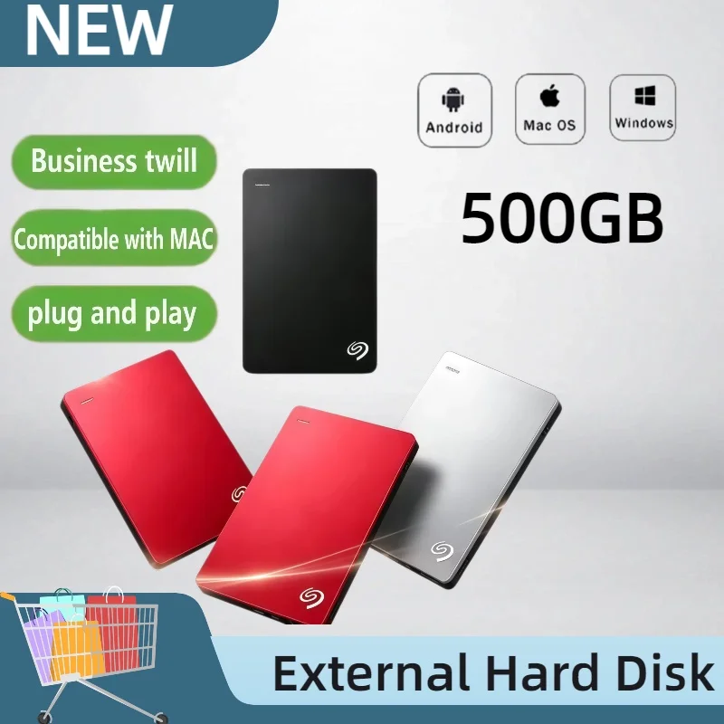 2026 Novo Disco Rígido Portátil Seagate Backup Plus Slim USB 3.0 DASKA HDD 2.5 Polegadas para Armazenamento Externo de Dados