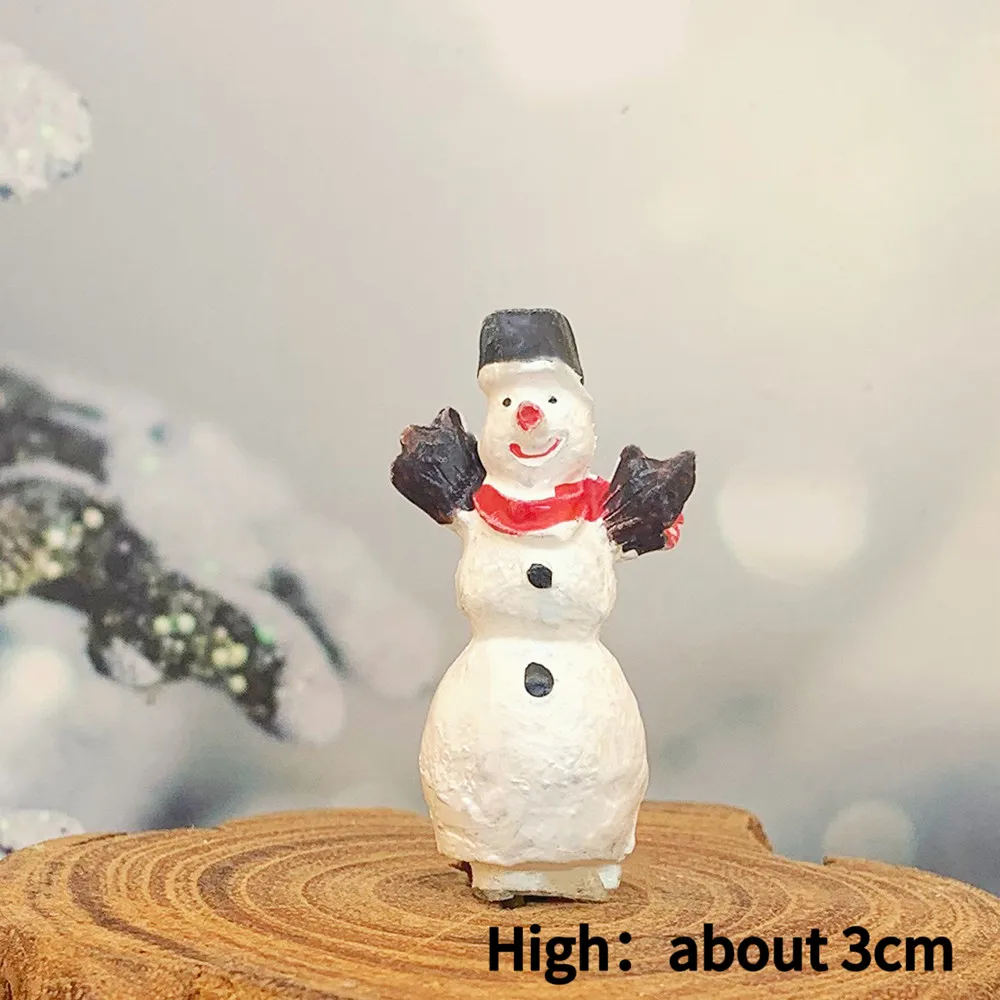 Christmas Snowman Mini Resin Figurines, Winter Village Micro Landscape Decor, Xmas Tabletop Ornament Gift
