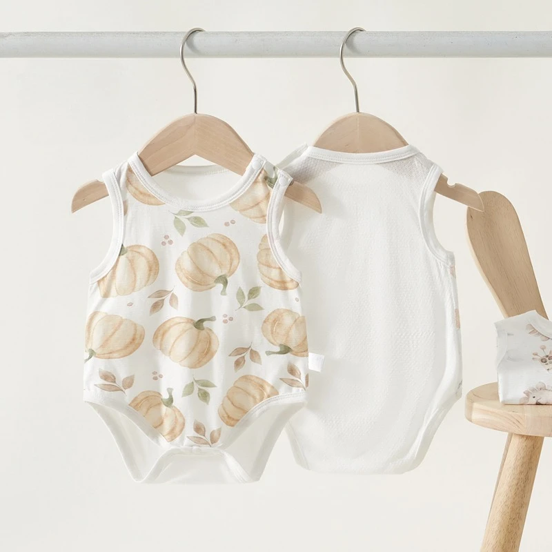 Unisex Kleinkind Sommer Dreieck einteiliges Tuch Dünne Reine Baumwolle Jungen Mädchen Ärmellose Overall Trend Bequem Atmungsaktiv