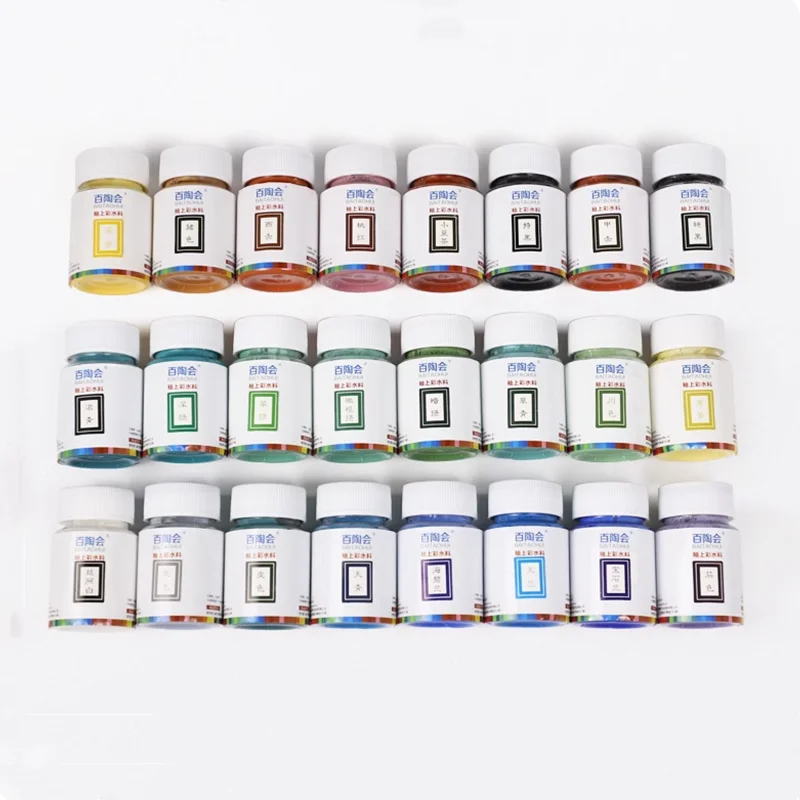 50g/ Bottle 24 Color Glaze on Color Concentrated Glaze Ceramic Pigments  Pottery Watercolor Painting Coloring Acrylic Pigments