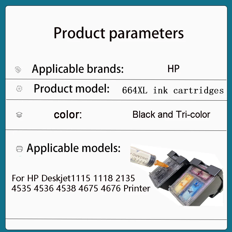 For HP 664 For HP664 XL Remanufactured ink cartridges DeskJet 1115 2135 3635 1118 2138 3636 3638 4536 4676 printers 664XL