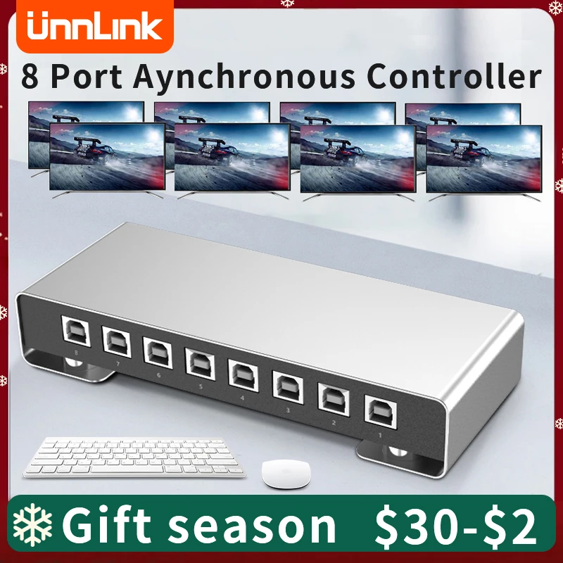 Unnlink USB 8 Port Aynchronous Controller Keyboard Mouse Sharing 8 PCS Computer KVM Switch Splitter Extender For Monitor Stock