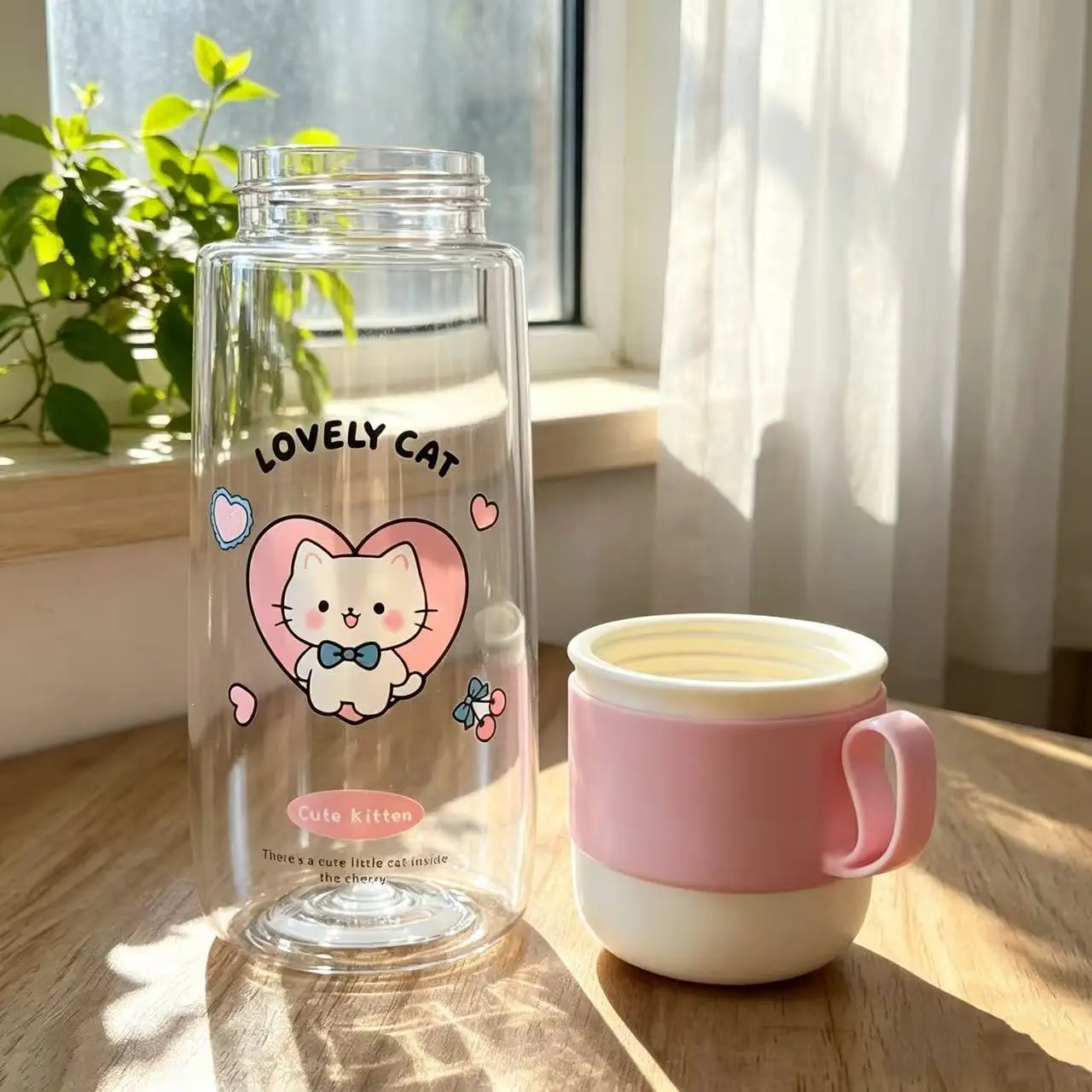 Leakproof Shatterproof Water Bottle, Direct Drinking Lightweight Portable Cup, Outdoor Travel Mug for Coffee, Milk and Daily