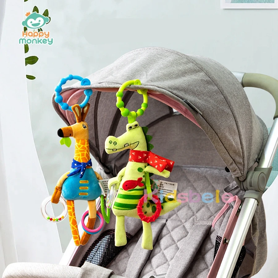 لعبة معلقة لعربة الأطفال مع حيوانات قطيفة، عضاضة خشخيشة |   لعبة مونتيسوري الحسية لحديثي الولادة لعبة أنشطة مقعد السيارة
