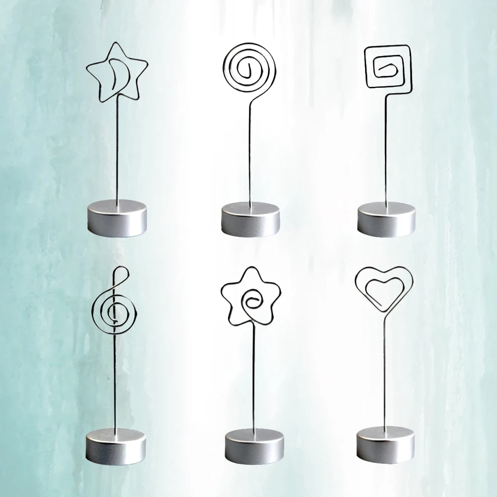 

6 Pcs Photo Folder Memo Holder Table Number Holders Paper Clips Wallet Wedding Supplies Base: Resin Office