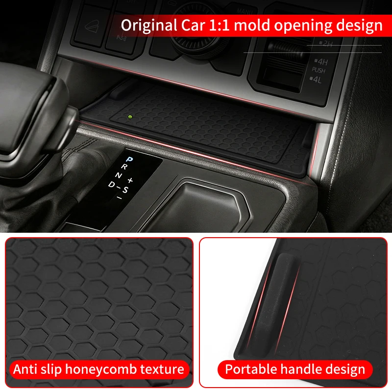 For 2026 Toyota Hilux SR5 Center Console Wireless Charging Silicone Pad Non Slip Dustproof Anti Scratch Car Interior Accessories