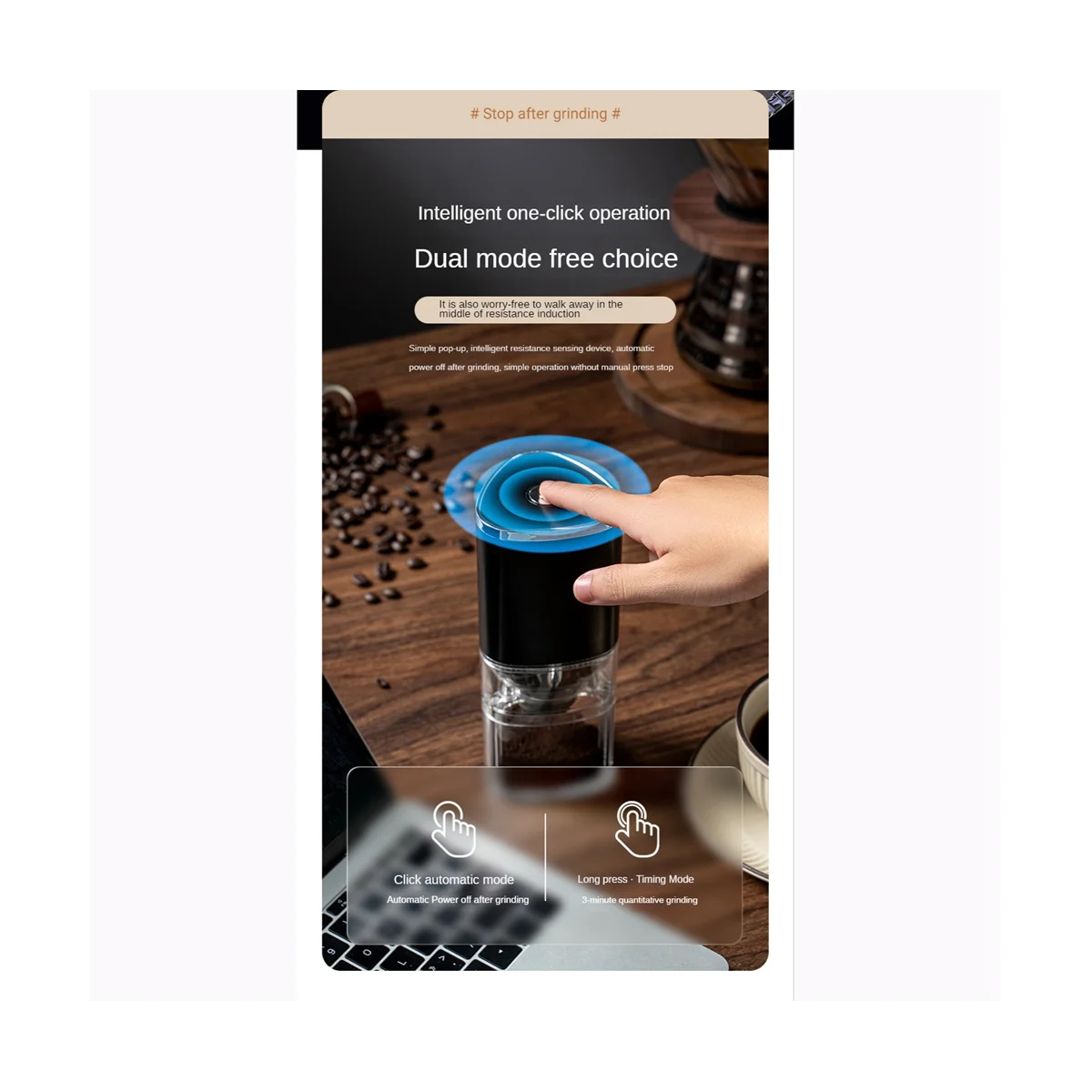 

USB Coffee Grinder 155ML Professional Ceramic Grinding Core Coffee Beans-Mill Grinder Portable Electric Grinder-Black