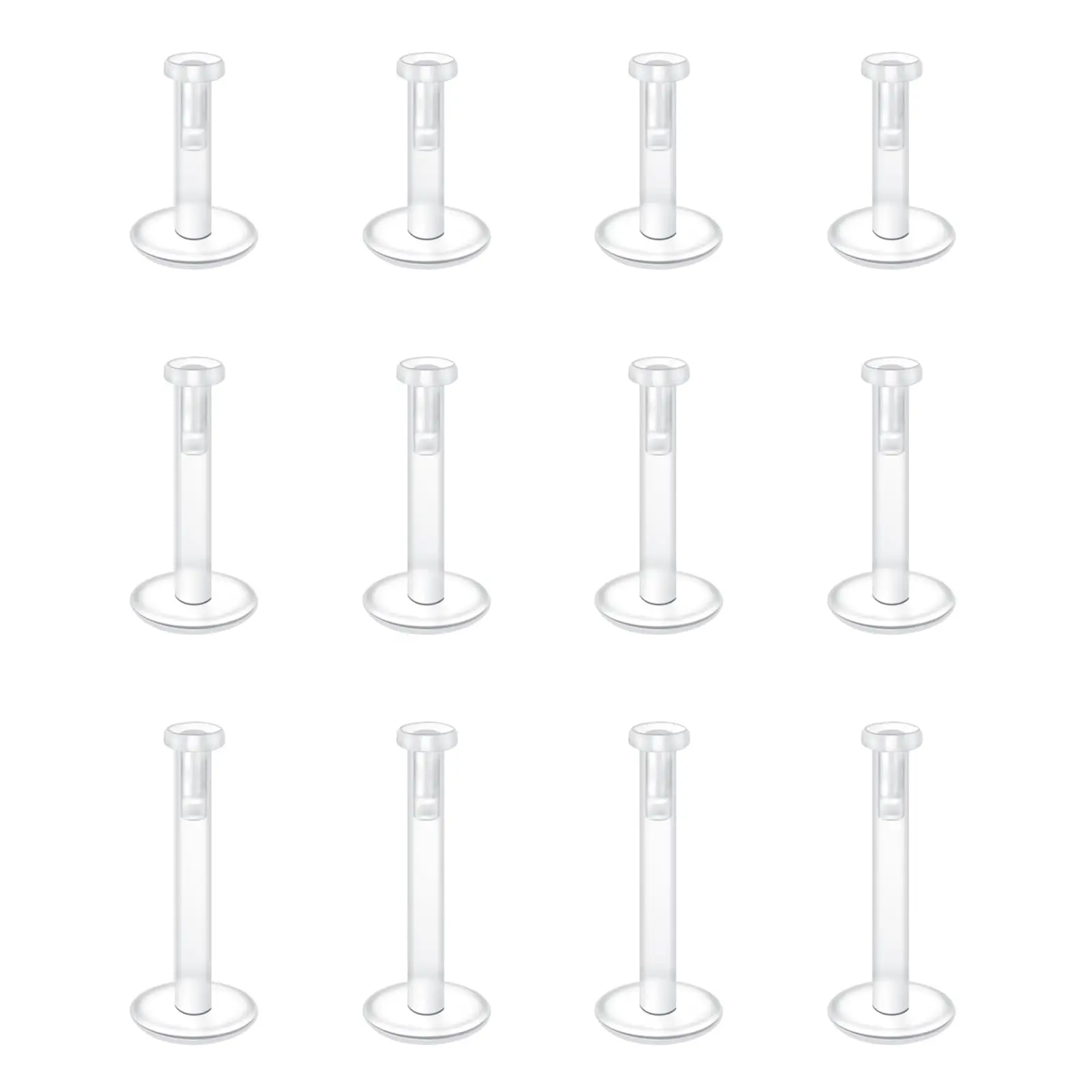 12PCS Clear Piercing Jewelry Plastic Nose lip Studs for Surgery Septum Retainer Nose Studs Ear Nose Rings for Work