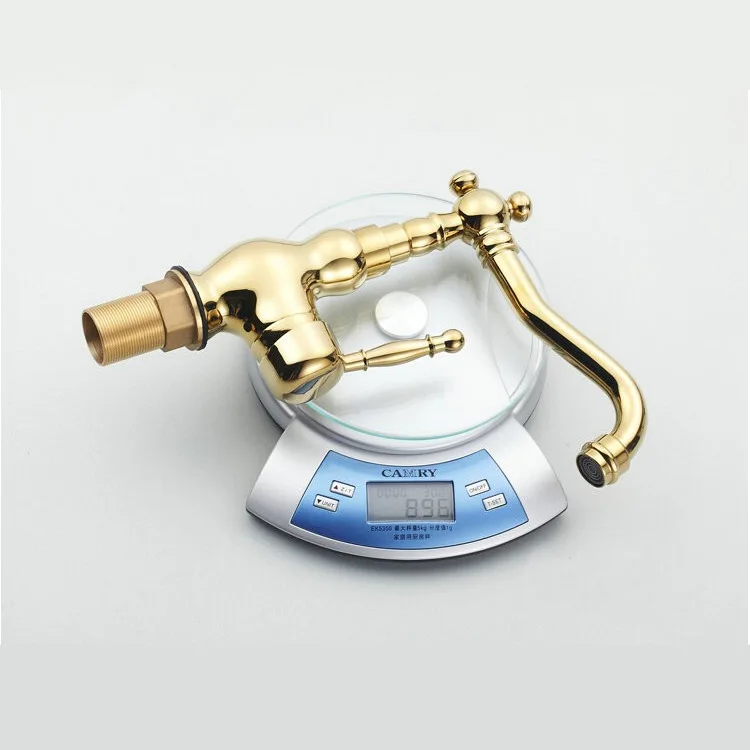 Brass titanium plated gold-plated washbasin hot and cold faucet