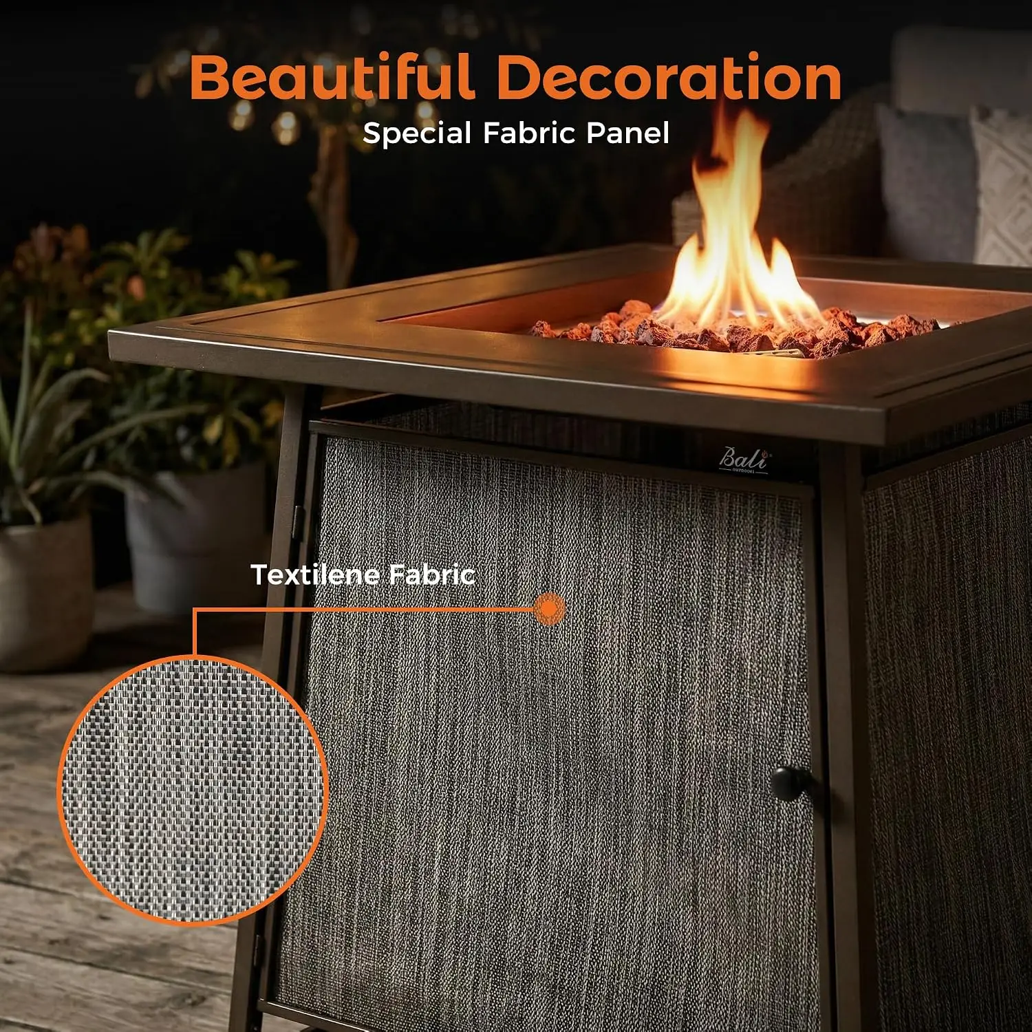 50,000 BTU Propane Fire Pit Outdoor, 28 inch Propane Fire Pit Table Square, Gas Firepits for Outside Patio, Garden, Backyard