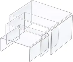 Acrylic Display Risers 3 Size Steps Acrylic Display Stand Anti-Corrosion Clear Showcase Display Shelf for Figure Buffet