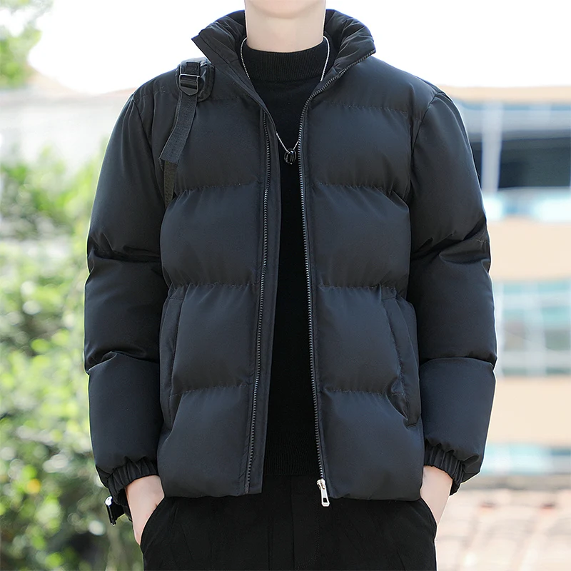 

Thiened Cotton Jaet Men's Autumn Winter New Sle Warmth Insulation Pure Color Outerwear Youth Men's Faion Upper Apparel