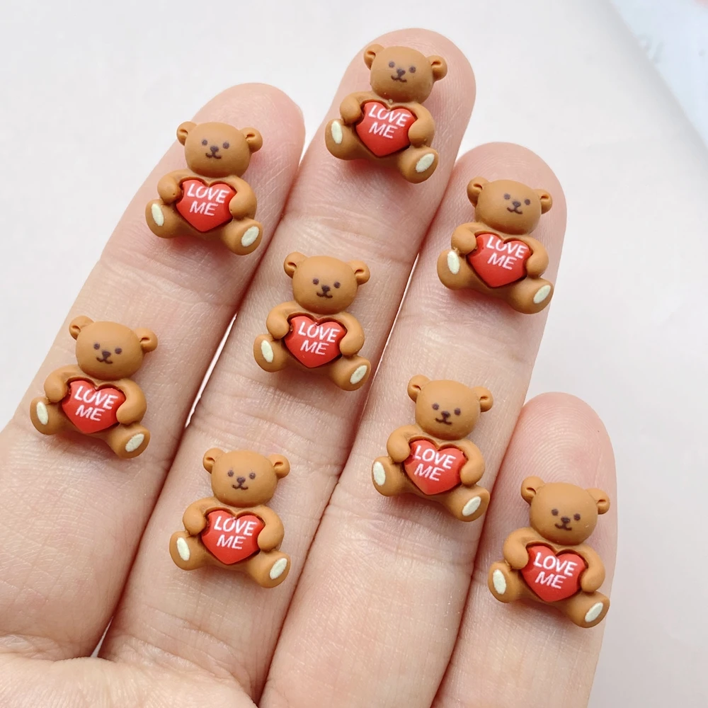 30Pcs Cute Mini Cartoon Little Bear Nail Art Resin Designer Charms DIY Craft For Nail 3D Decorations Jewelry