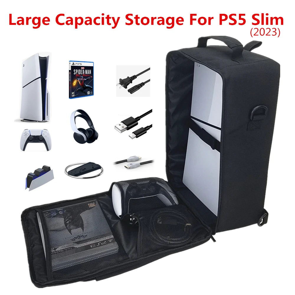 New PS5 Slim Carrying Case Portable Storage Shoulder Bag Protective Cover Backpack for Playstation 5 Slim Game Accessories