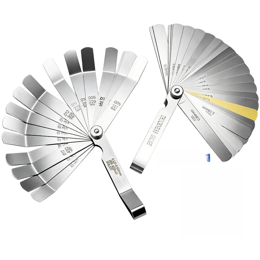 For Engine Tuning Bent Feeler Gauge Stainless Steel Gauge Dual Unit Feeler Gauge Set Silver Obstructed Space Tool