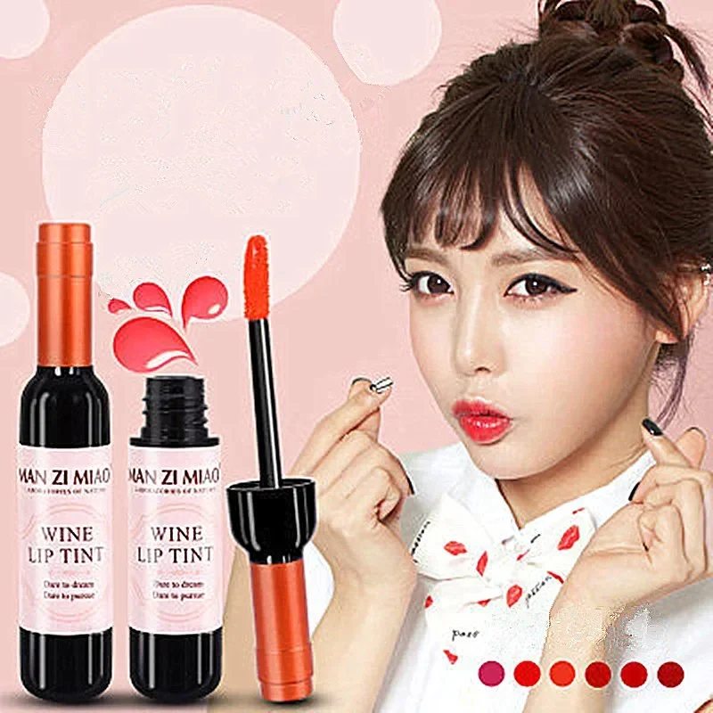 2022 New Arrival Wine Red Korean Style Lip Tint Baby Pink Lip For Women Makeup Liquid Lipstick Lip gloss red lips Cosmetic