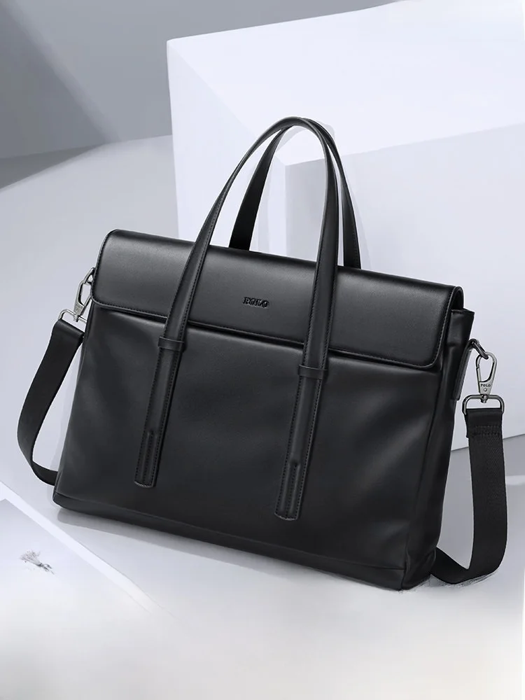  Men's Briease Large Capaci Busin Commuter Official Document Bag High-End Leather Handbag Casual Sle Handbag