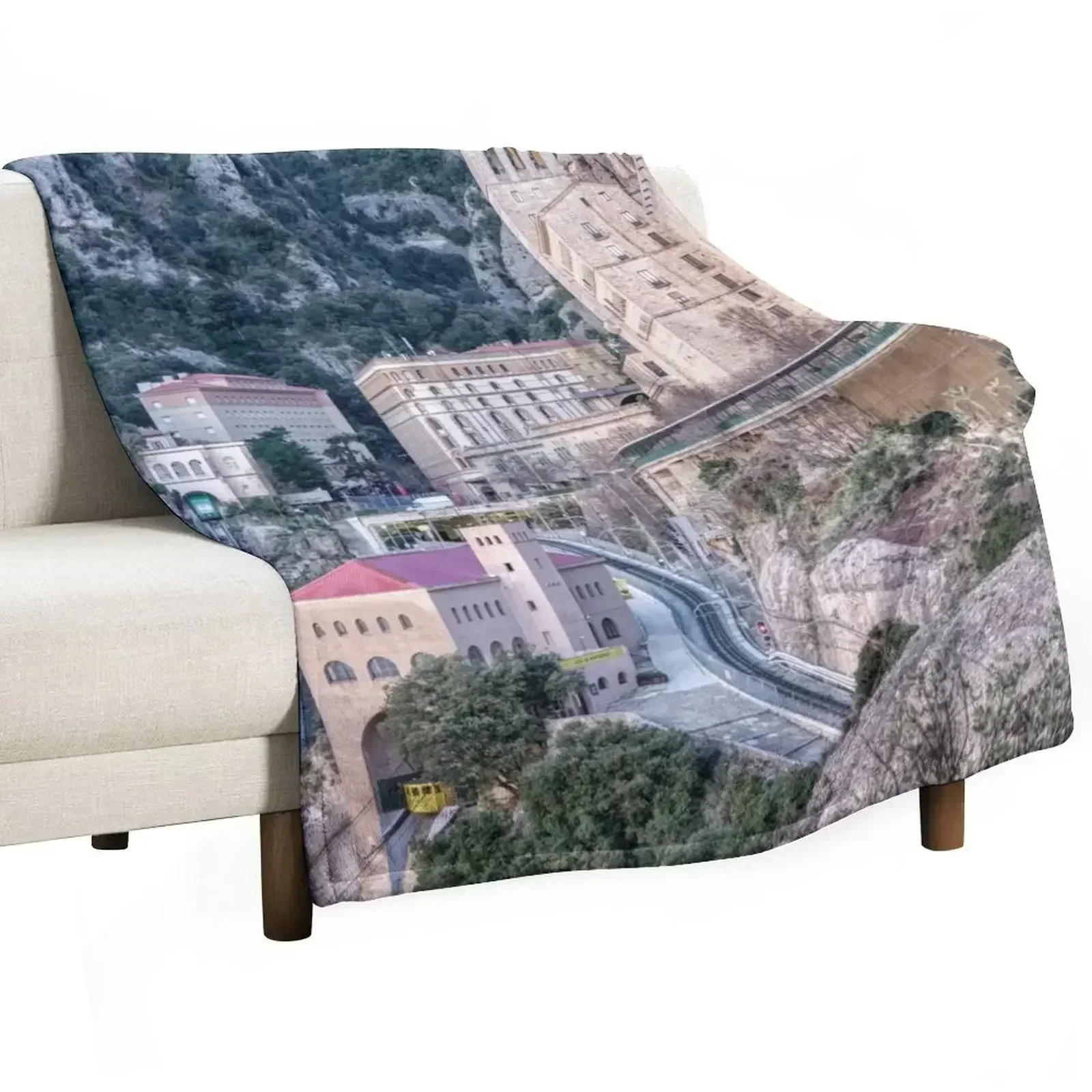 

Santa Maria de Montserrat Abbey, Catalonia, Spain Throw Blanket Kid'S Retros Bed covers Blankets