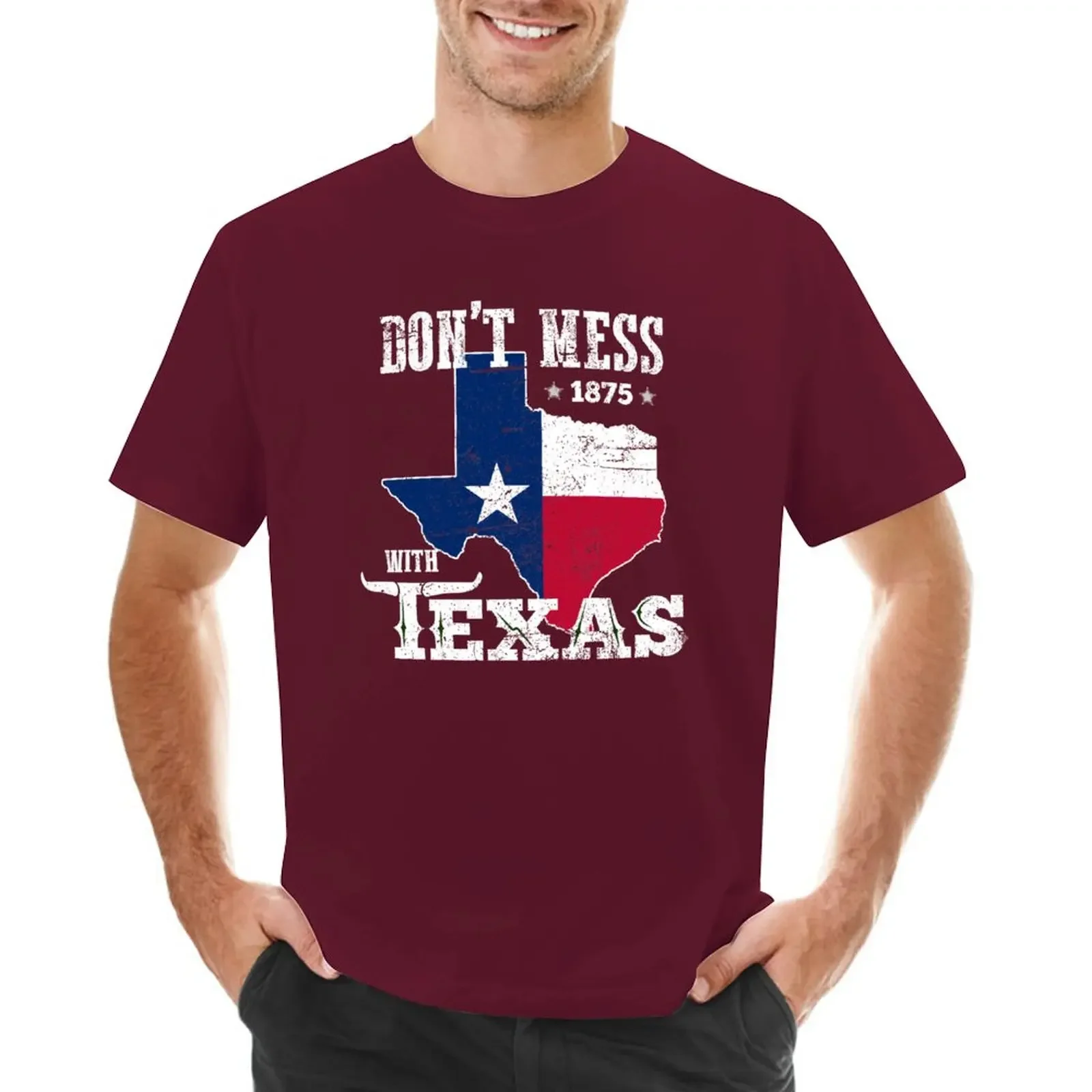 تي شيرتات كلاسيكية مخصصة للرجال ، كبيرة وطويلة ، اقتباس تكسان مضحك ، لا تعبث مع تكساس ، قمم رائعة #2