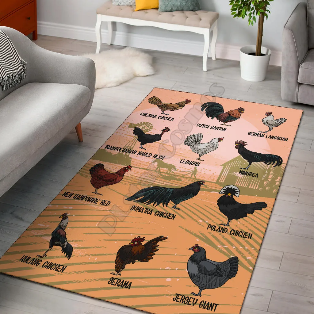 Chicken Chart Area Rug 3D Printed Carpet Mat for Living Room Doormat Flannel Print Bedroom Non-slip Floor Rug