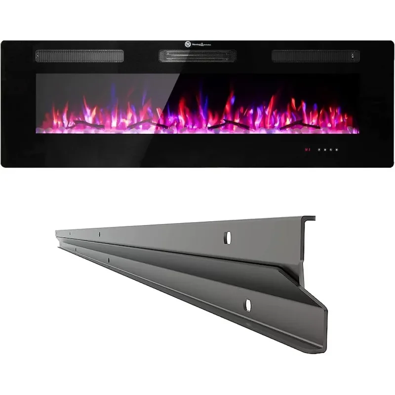 Cool to The Touch Fireplace Heater, Recessed and Wall Mounted Fireplaces with Timer Remote Control Adjustable Flame Color