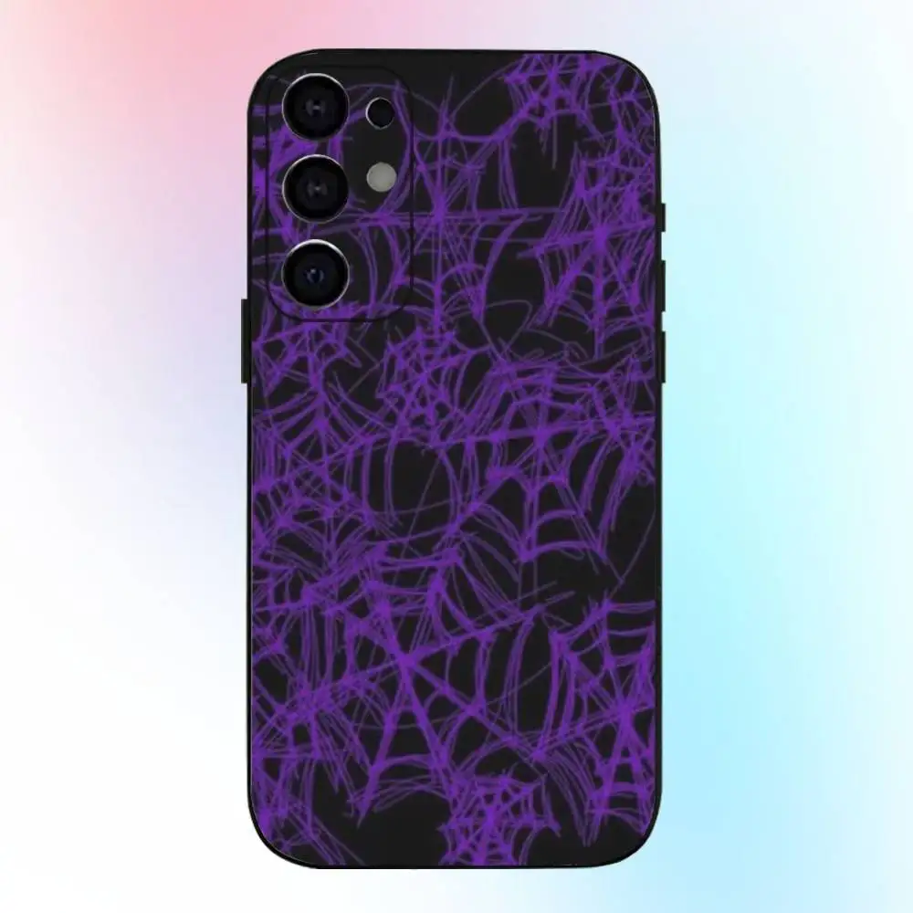 حافظة هاتف بنمط شبكة العنكبوت لهاتف سامسونج S25، S24، S21، S22، S23، S30، Ultra، S20، Plus، Fe، Lite، Note، 10,9,5G غطاء أسود