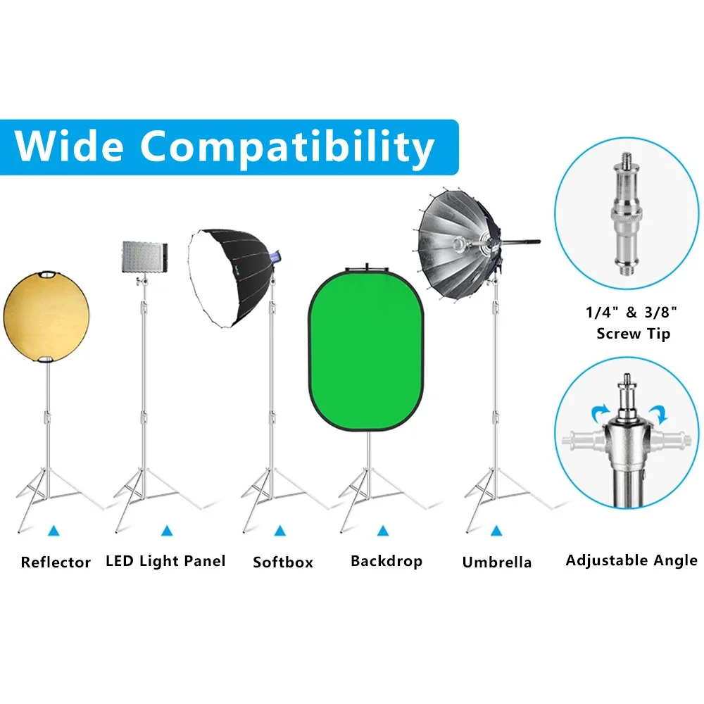 SH 9.18ft/2.8m Stainless Steel Light Stand Heavy Duty Photography Tripod Stand for Strobe LED Video Light Monolight Softbox