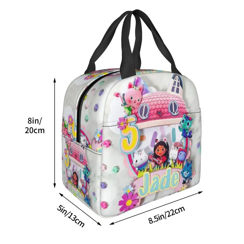 Gabbys Dollhouse Insulated Lunch Bags for Cartoon Gabby Kids Adorable Resuable Cooler Thermal Food Lunch Box Kids School