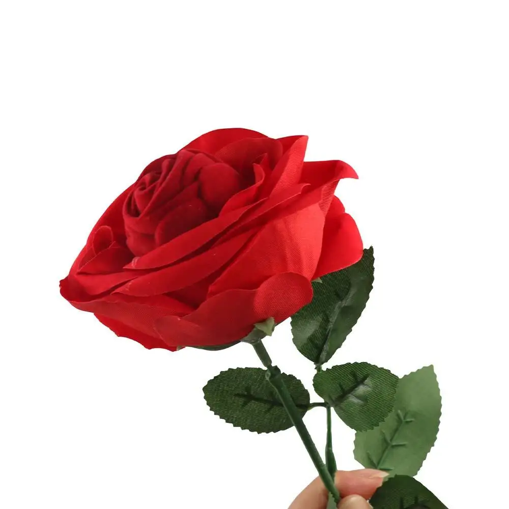 

Red Flower Stem Romantic Wedding Ring Holder Velvet Stud Earrings Jewelry Box Storage Box Ring Case Engagement Rings Box