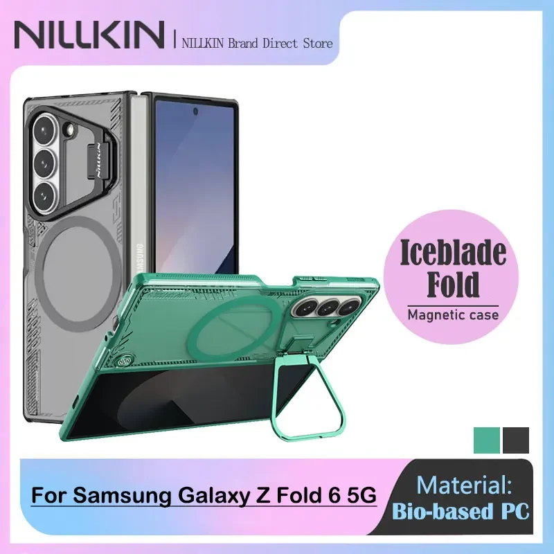 

Nillkin Iceblade Fold Magnetic Case For Samsung Galaxy Z Fold 6, Camera Holder, Anti Drop Anti Shockproof Transparent Back Cover