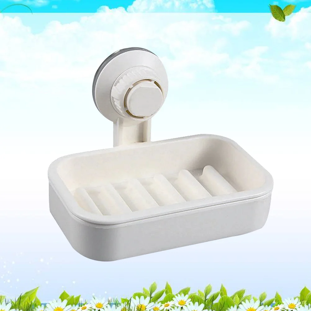 

Suction Cup Soap Dish Holder White Removable Wall Mounted for Bathroom Kitchen Shower Tub Soap Saver Sponge Holder