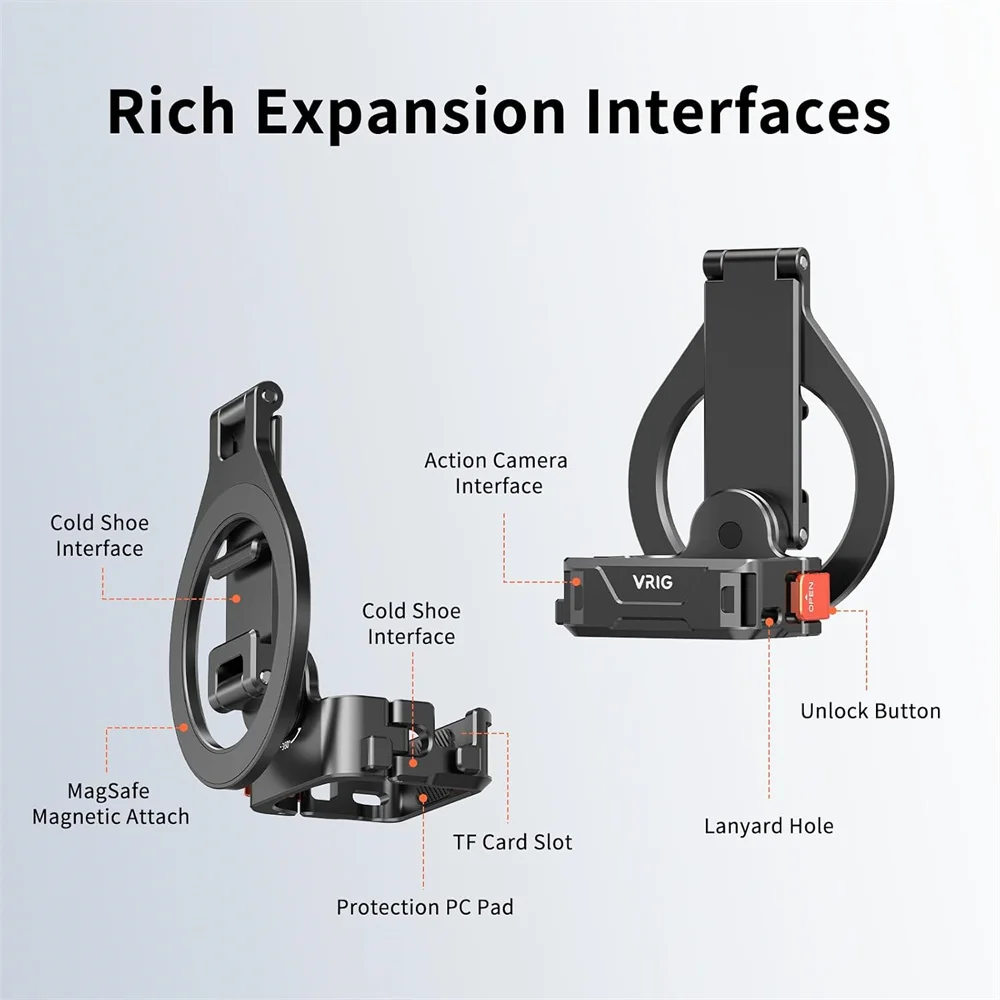 Aluminiowy uchwyt magnetyczny z mocowaniem 1/4 cala i zimną stopką do DJI Pocket 3/4/4P Xtra, magnetyczny uchwyt rozszerzający do telefonu iPhone 17 -12 — zdjęcie produktu 3