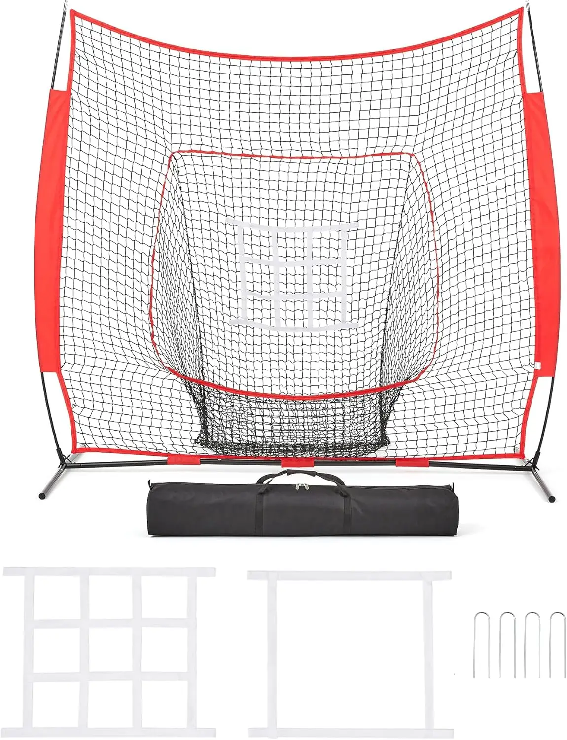 Customization Portable Steel Baseball Softball Strike Practice Net Red/Custom Rebound Bend for Training, netting only, frame n