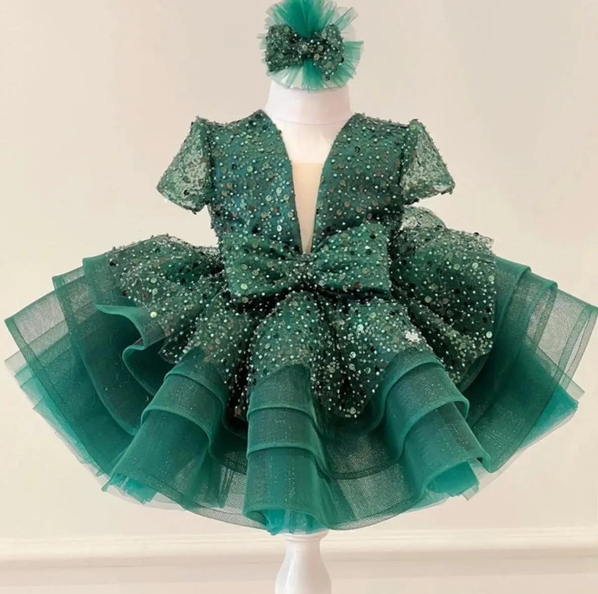 Vestidos de menina de flor de lantejoulas para casamento, vestidos brilhantes para concurso, vestido de baile, vestido de princesa infantil