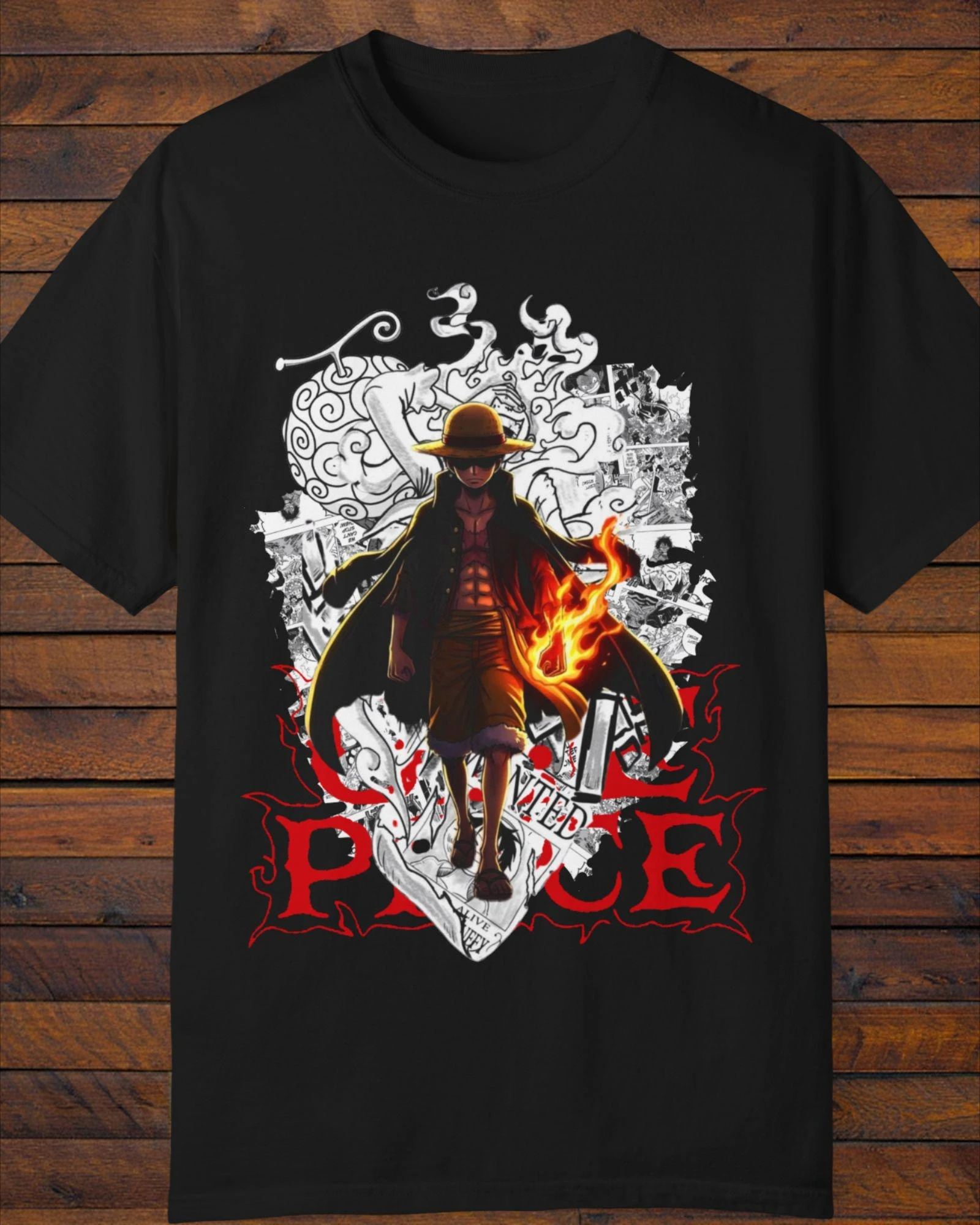 Summer Luffy Anime Pirate Captain Graphic Tee | Retro Manga Collage Streetwear Shirt Men's Short Sleeve