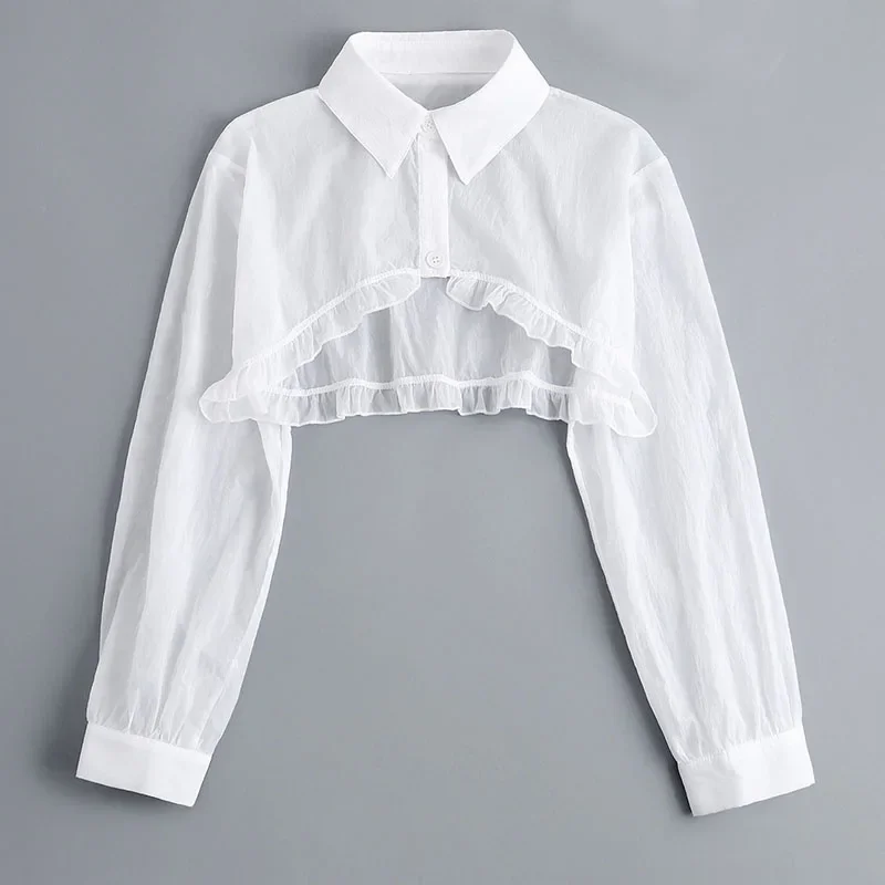 Women Long Sleeve Fake Collar Female Lapel Button Down Half Top Blouse Shirt Detachable Collar Autumn Sweater False Collar