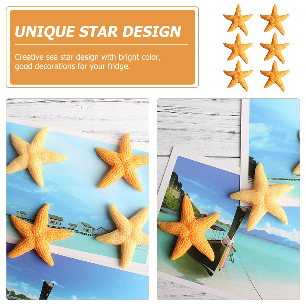 

6pcs Sea Star Fridge Animal Refrigerator Magnets For Kitchen Office Decor Resin Fridge Decoration Strong Adhesive Magnets